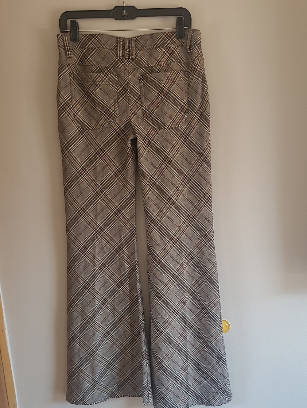 Free People Low Rise Flare Bell Bottom Wide Leg Plaid Trouser Pants Wmn 8 Hippie - Picture 9 of 15